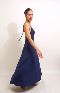Basking In The Sun Navy Backless Maxi Dress