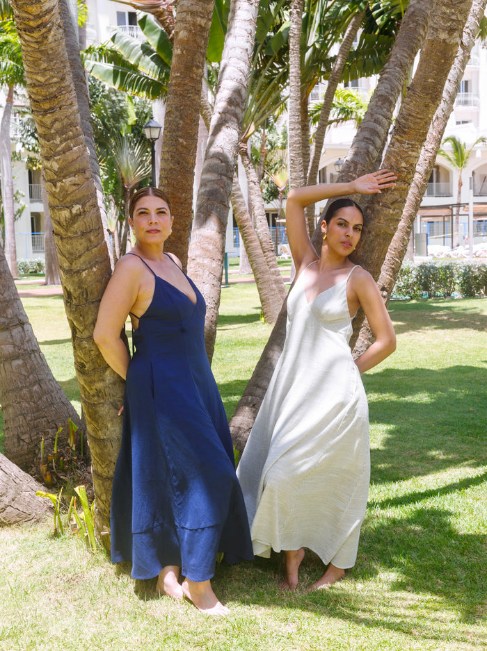 Basking In The Sun Navy Backless Maxi Dress