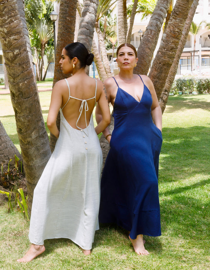 Basking In The Sun Navy Backless Maxi Dress