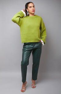 Forever Green Crew Neck Knit Sweater