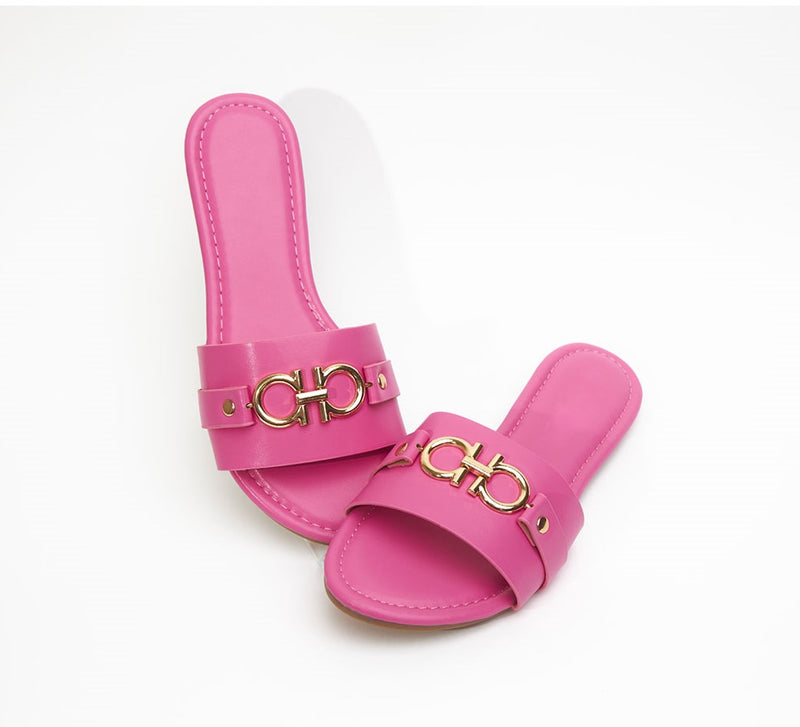 City Strolls Hot Pink Horsebit Style Slide Sandals