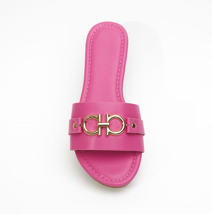 City Strolls Hot Pink Horsebit Style Slide Sandals