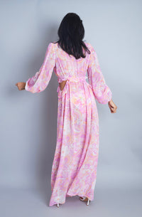 Escape Pink Floral Maxi Dress Beach Cover-Up Duster