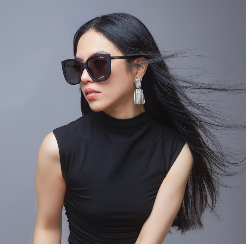 Quay Ever After Black Lux Oversize Designer Sunglasses