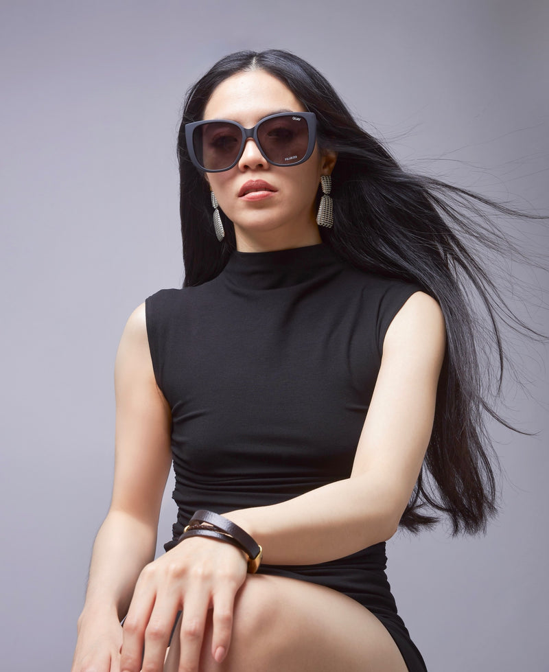 Quay Ever After Black Lux Oversize Designer Sunglasses