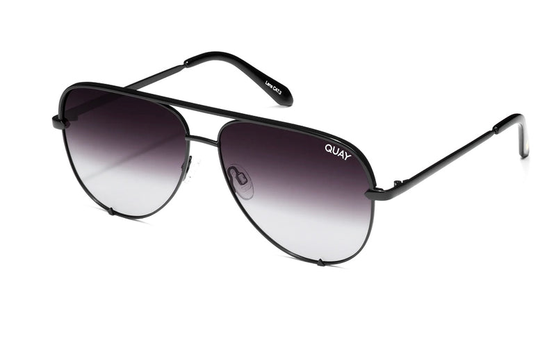 Quay High Key Black Lux Aviator Designer Sunglasses