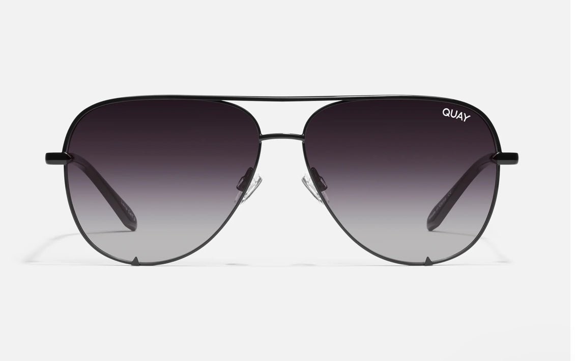 Quay High Key Black Lux Aviator Designer Sunglasses