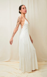 Quite Luxury Irovy Backless Linen Maxi Dress