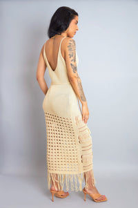 Undeniably Chic Taupe Knitted Cover-Up Maxi Dress