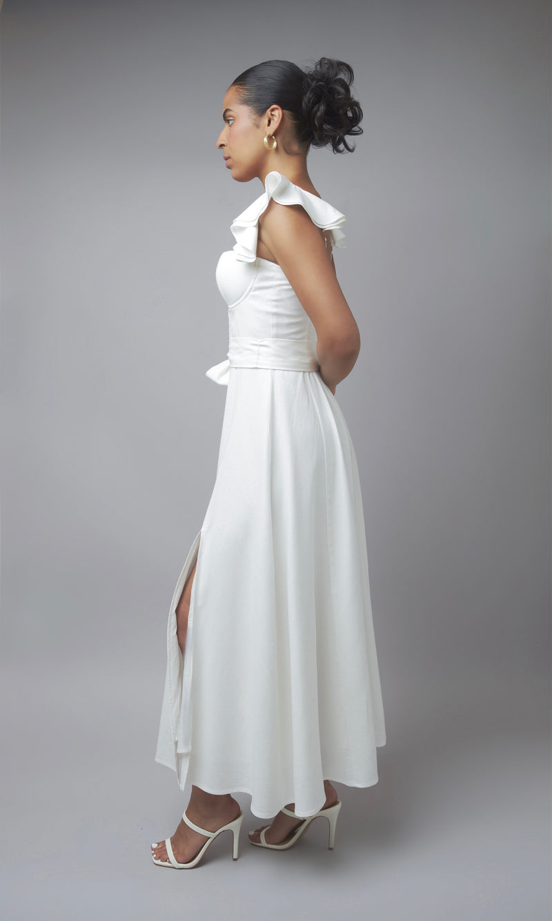 Timeless Glam Off-White Midi Dress