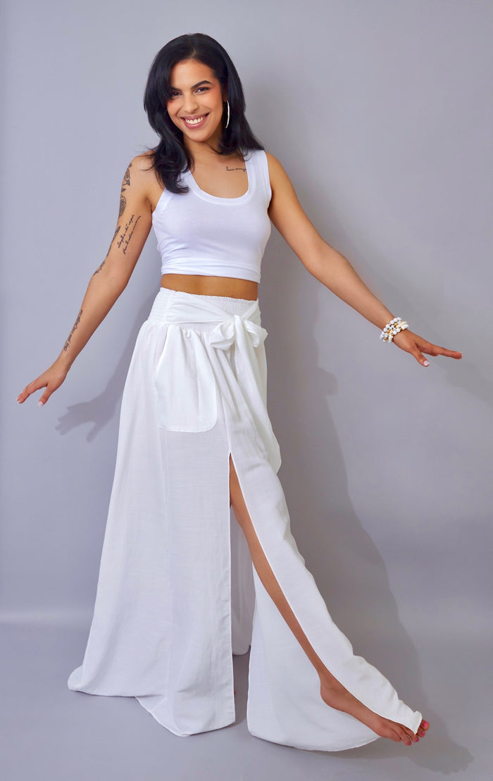 A Tocuh Of Chic Bobo White Double Split Maxi Skirt