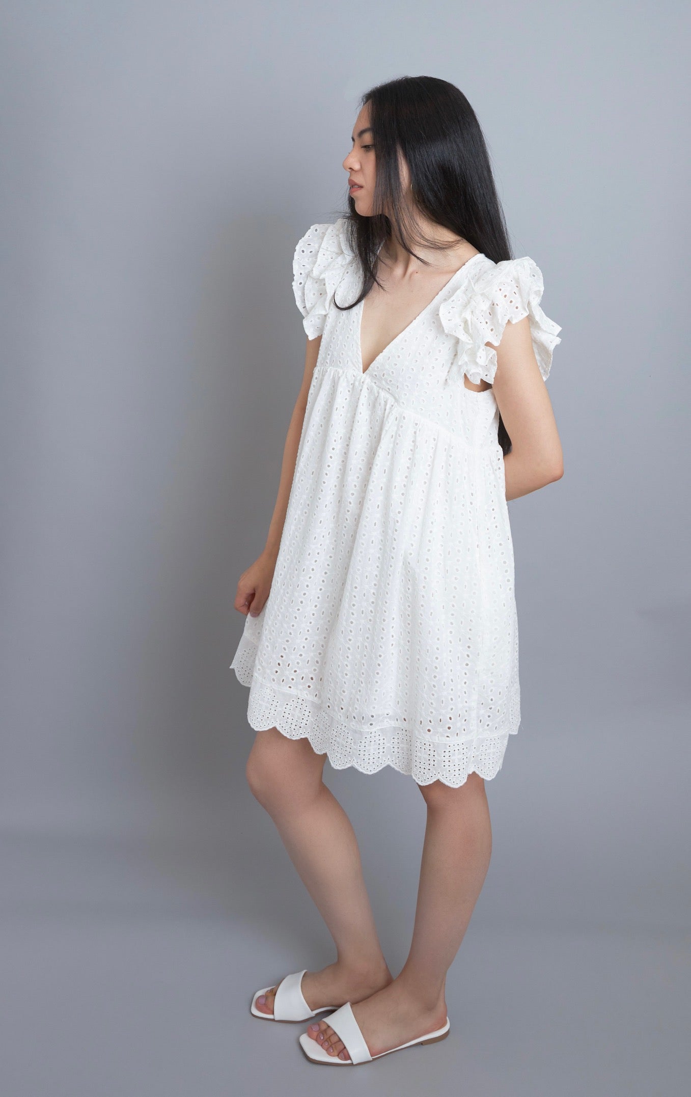 White eyelet 2025 babydoll dress