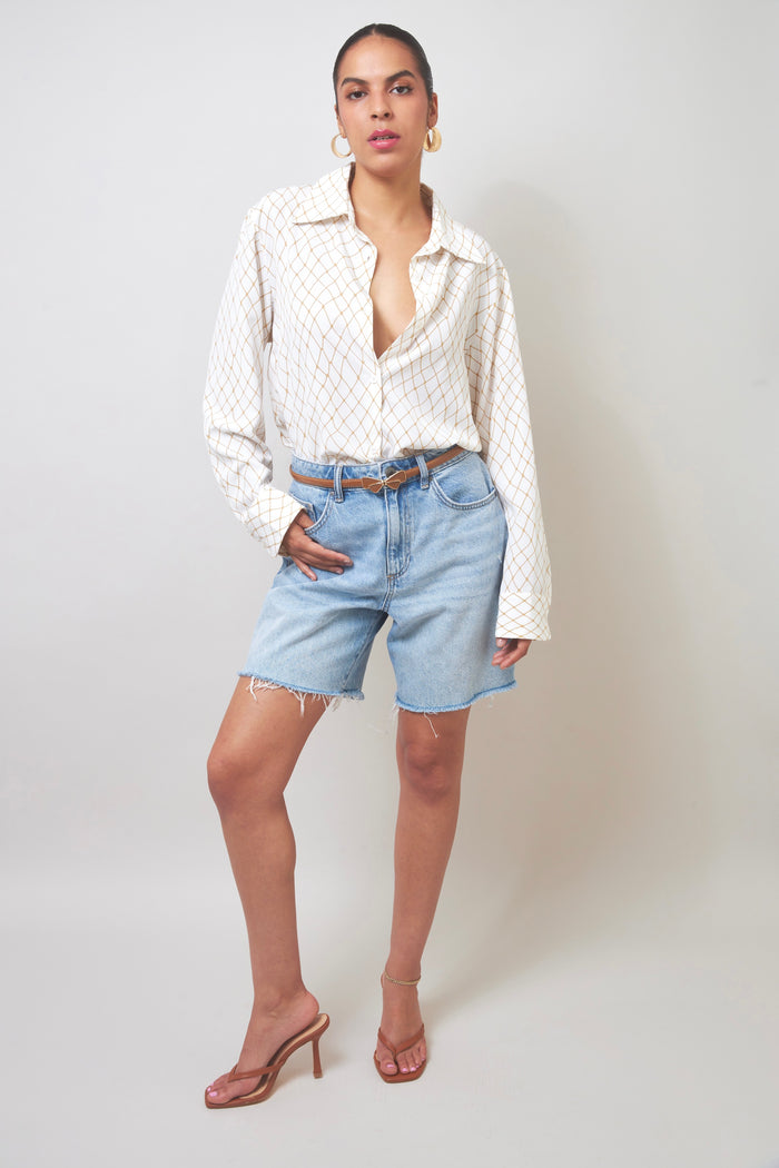 Effortless Charm Geometric Print Button-Up Shirt