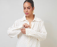 Effortless Charm Geometric Print Button-Up Shirt