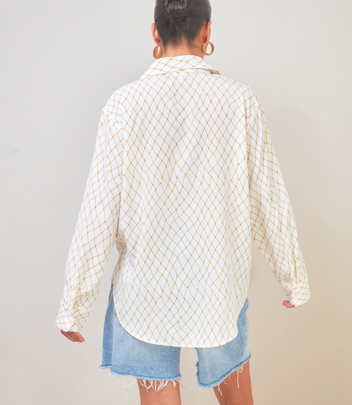 Effortless Charm Geometric Print Button-Up Shirt