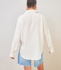 Effortless Charm Geometric Print Button-Up Shirt