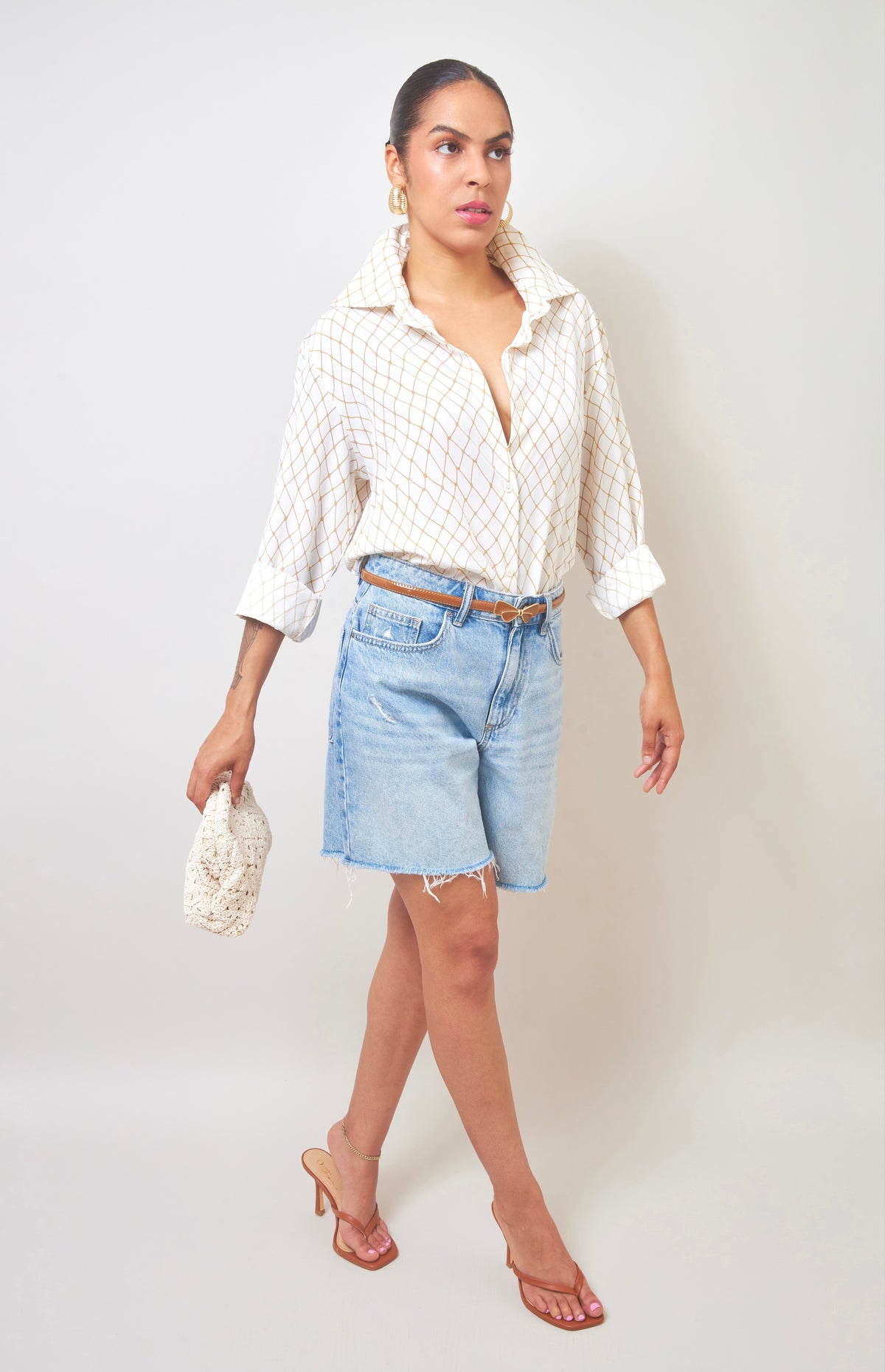Effortless Charm Geometric Print Button-Up Shirt
