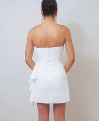 Comtemporary Elegance White Strapless Mini Dress