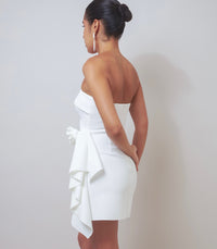 Comtemporary Elegance White Strapless Mini Dress