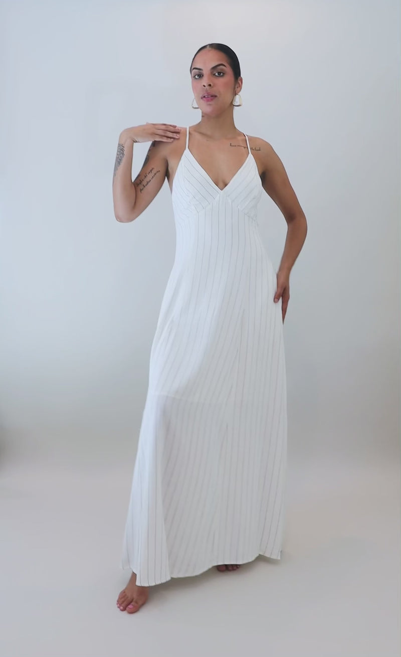Quite Luxury Irovy Backless Linen Maxi Dress