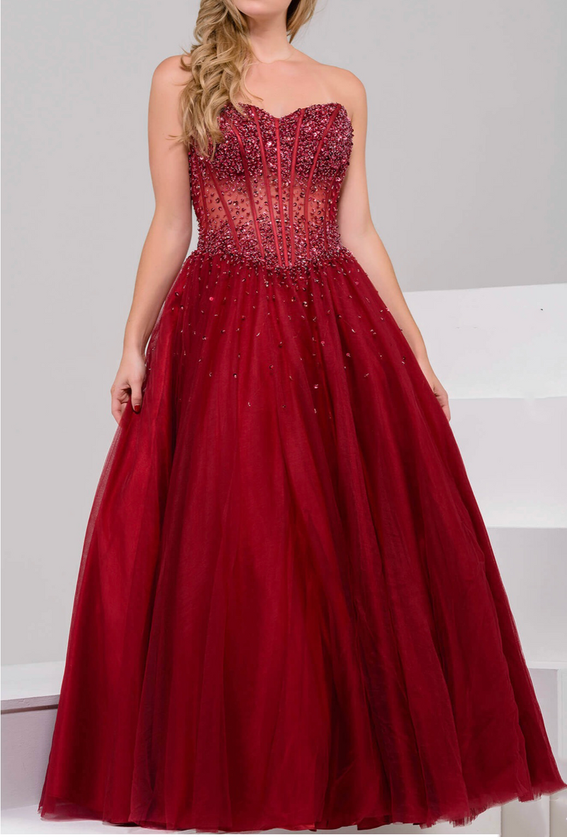 JOVANI 1332 STRAPLESS A-LINE DRESS