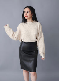 Winter Warmth Natural Mock Neck Knit Sweater