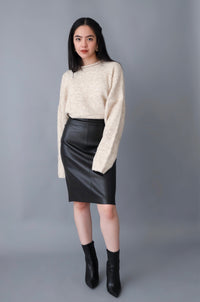 Winter Warmth Natural Boxy Loose-Fit Mock Neck Knit Sweater