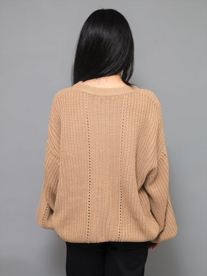 Ryleigh Taupe Braided Knit Sweater