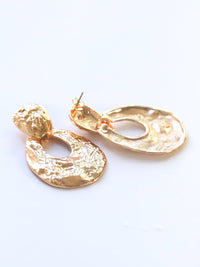Madison Overisze Gold Textured Drop Fashion Earrings