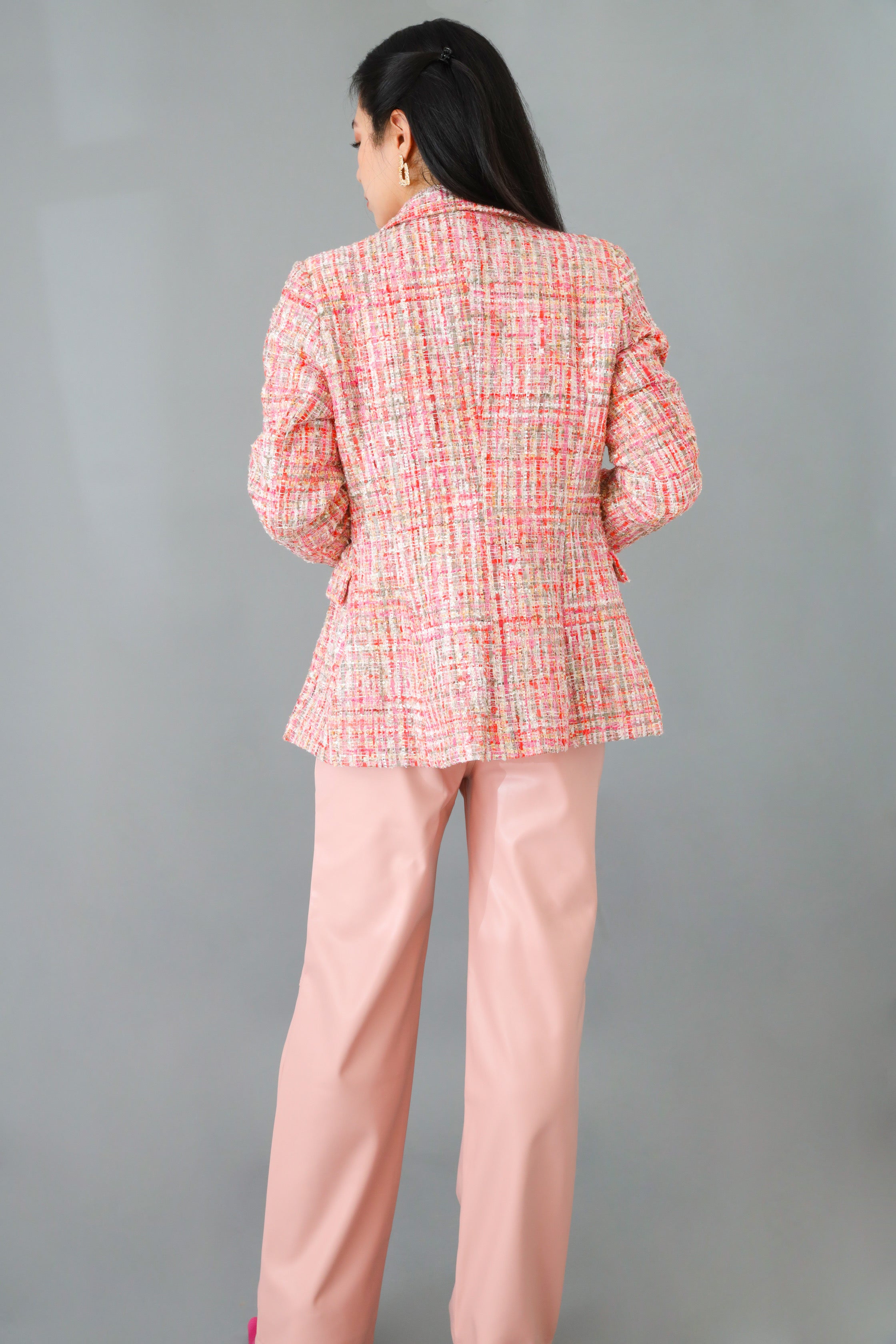 Pink tweed outlet suit womens