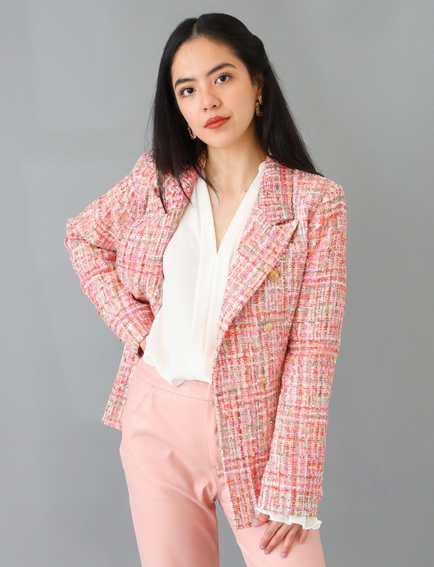 Tweed blazer outlet pink