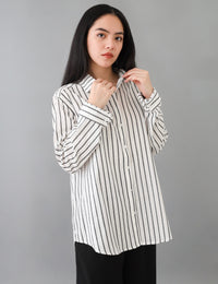 True Classic Black and White Striped Button-Up Shirt