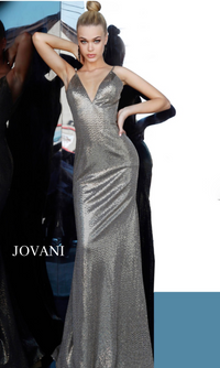 JOVANI 1087 METALLIC BACKLESS DRESS
