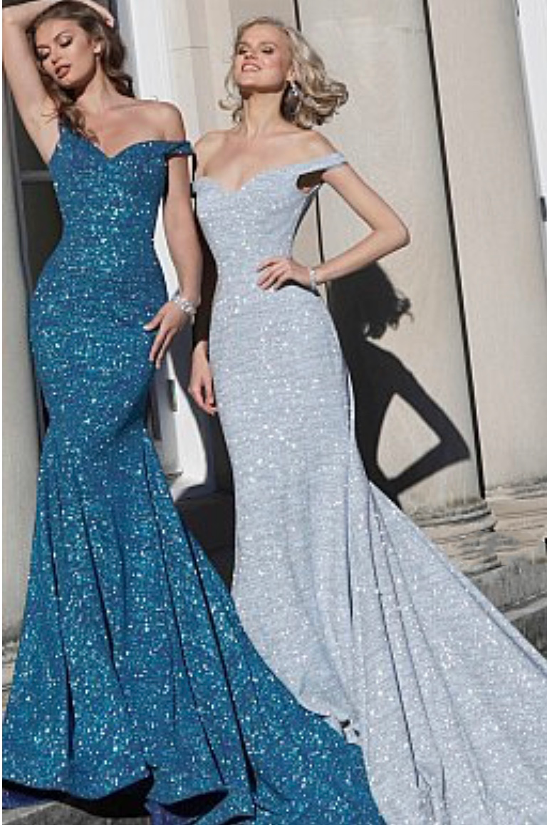 JOVANI 60122 OFF-THE-SHOULDER SPARKLING DRESS
