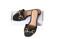 Comfy Black Horsebit Slide Sandals