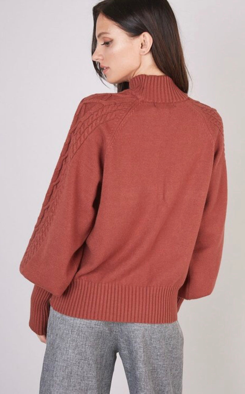 CABLE KNIT MOCK SWEATER