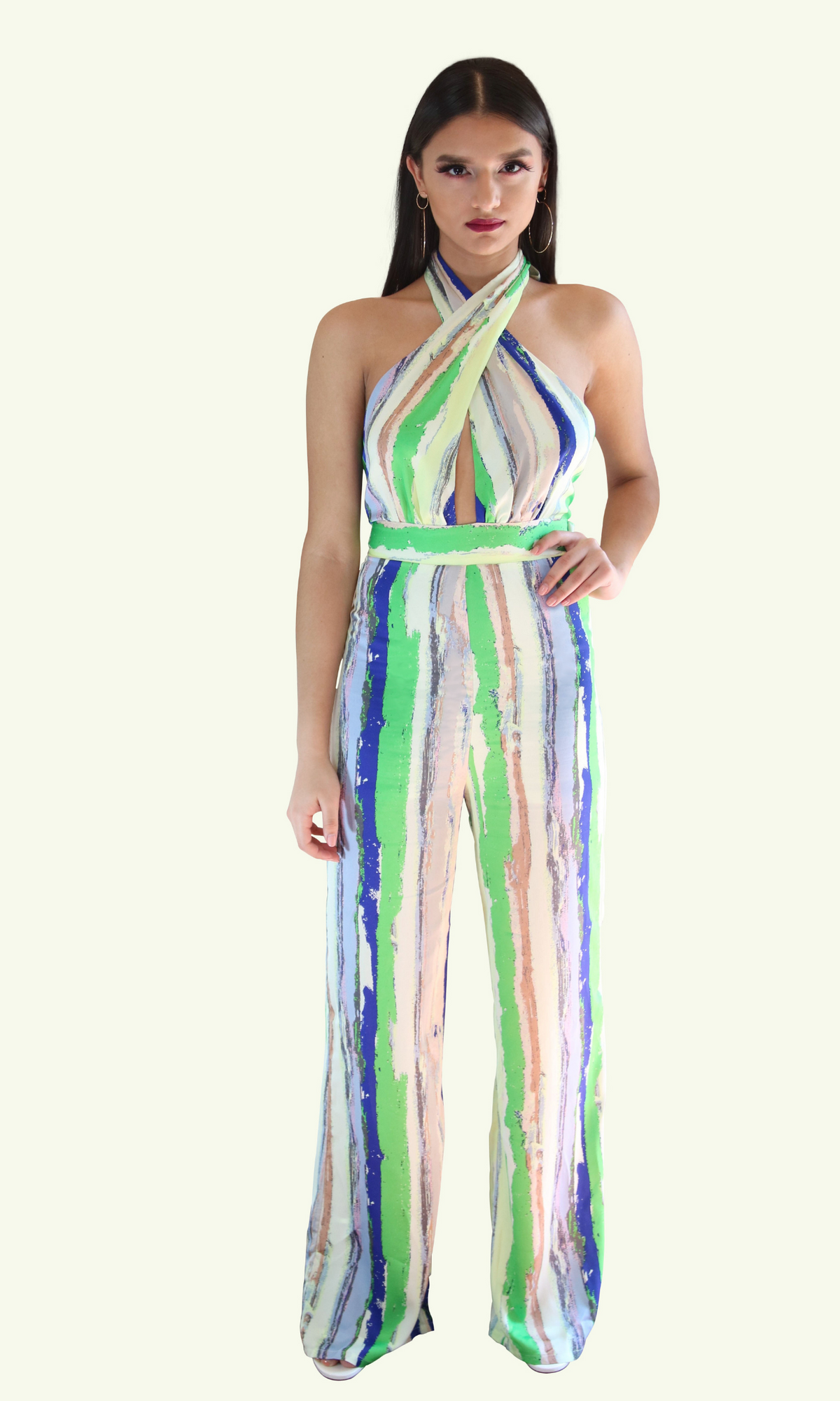 MARY ANN MULTICOLOR HALTER  JUMPSUIT