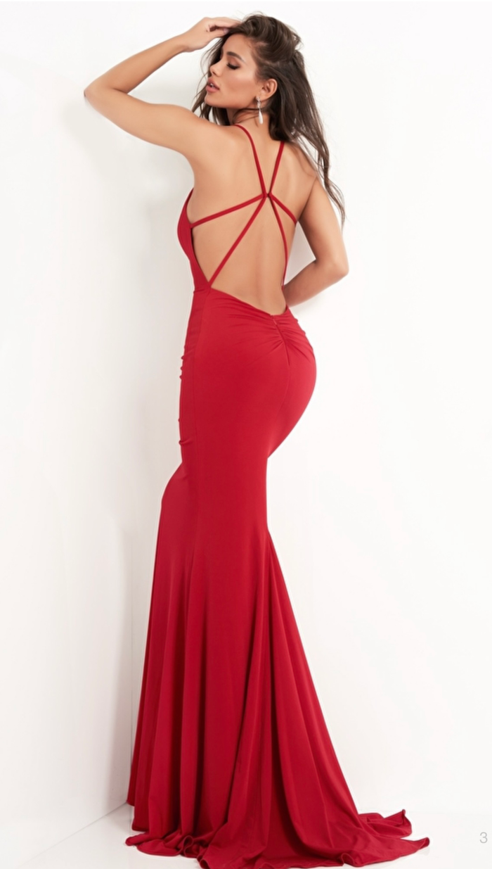 JOVANI 00512 Strappy Opened Low Back Prom Dress