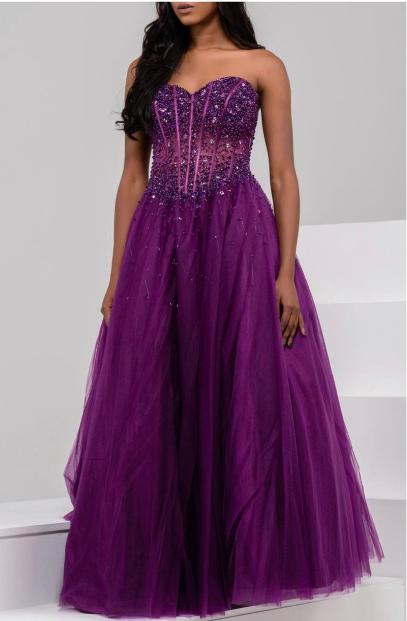 JOVANI 1332 STRAPLESS A-LINE DRESS