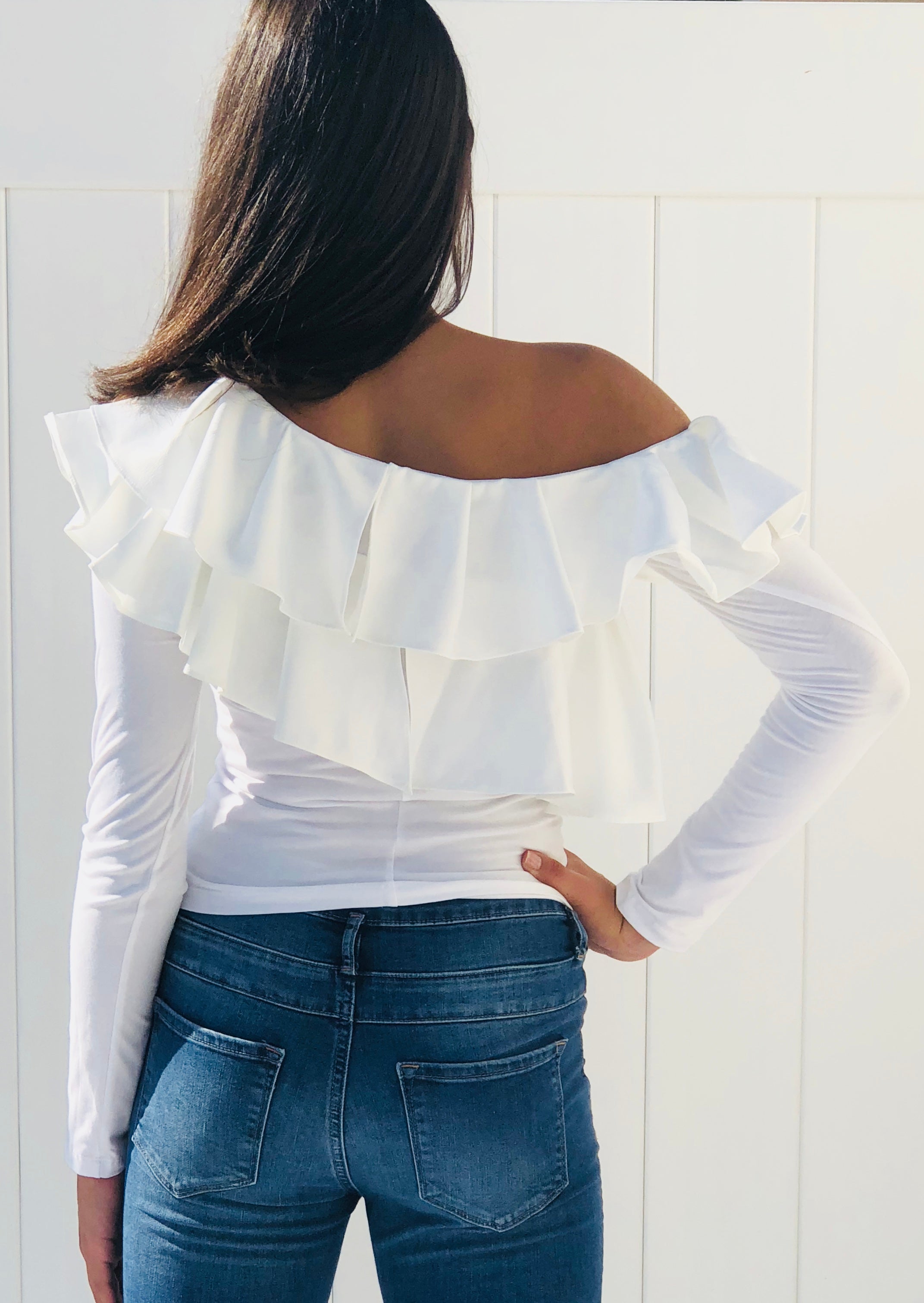 Shoulder best sale frill top