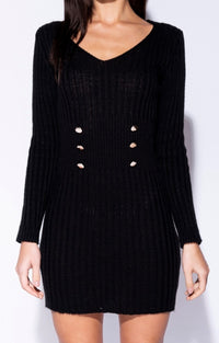 Ultimate Look Black Bodycon Mini Sweater Dress