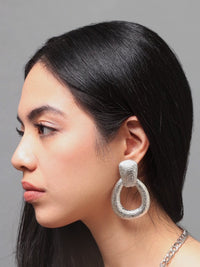 Untouchable Silver Oversize Textured Dangling Earrings