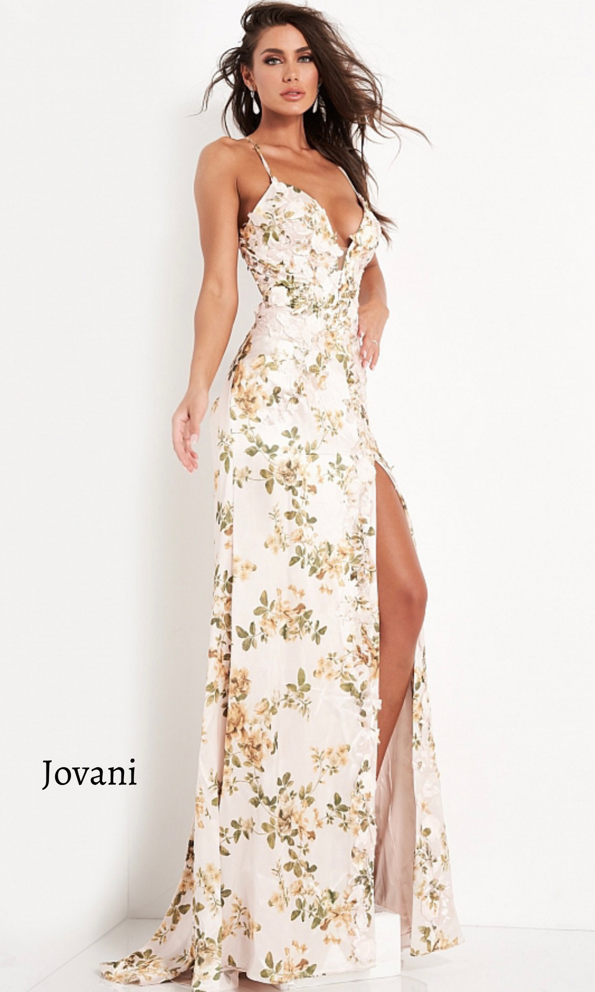 JOVANI 06090 FLORAL SENSATION LOW OPEN BACK GOWN