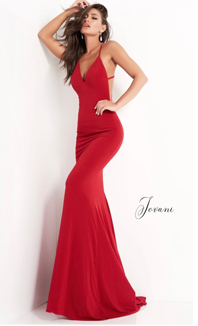 JOVANI 00512 Strappy Opened Low Back Prom Dress