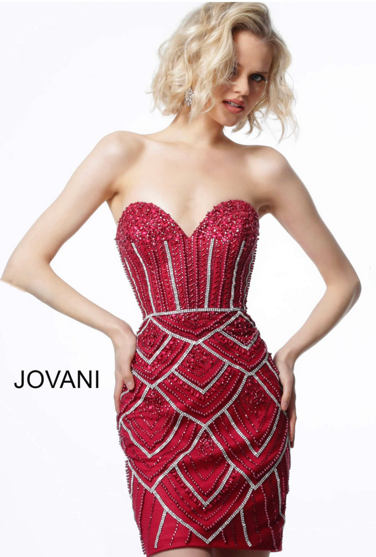 JOVANI STRAPLESS CORSET DRESS