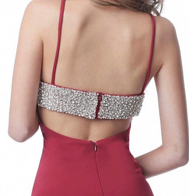 JOVANI STUDDED STRAPPY DRESS