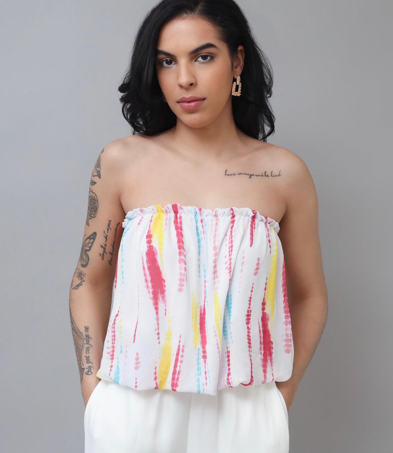 Rainbow Delight Multicolor Dressy Strapless Bandeau Tube Top