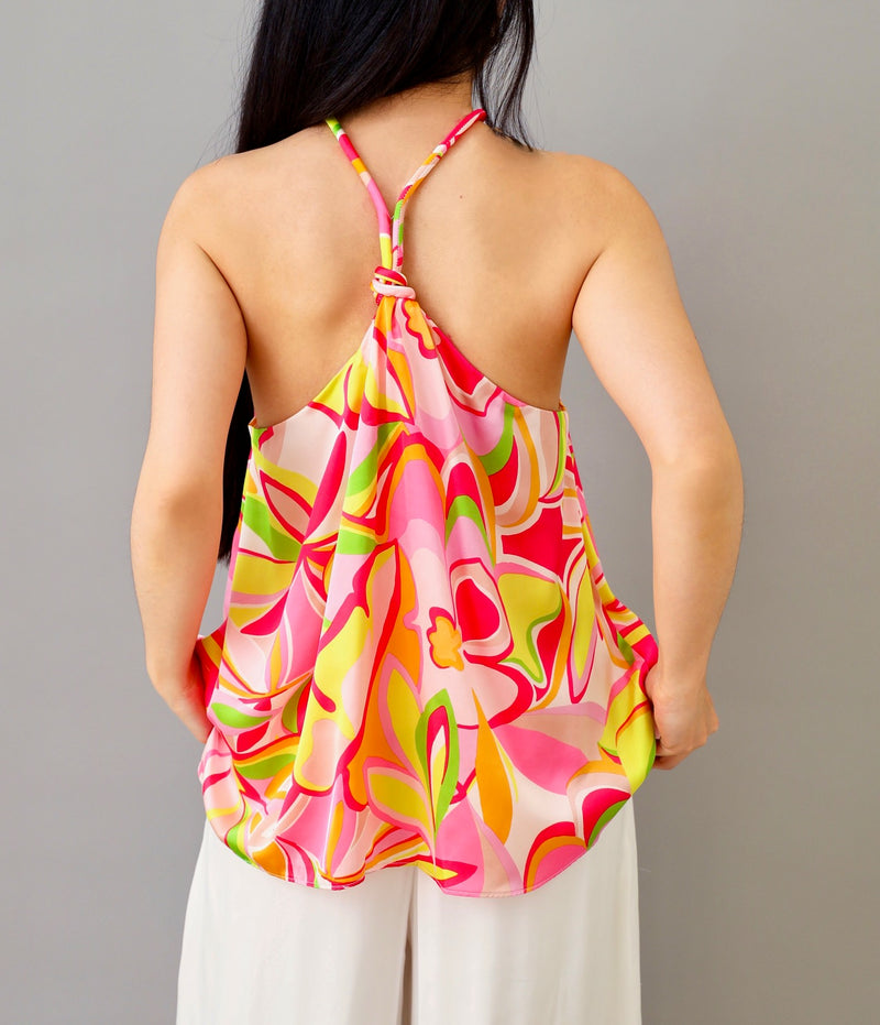 Colorful Delight Flowy Floral Halter Top Blouse