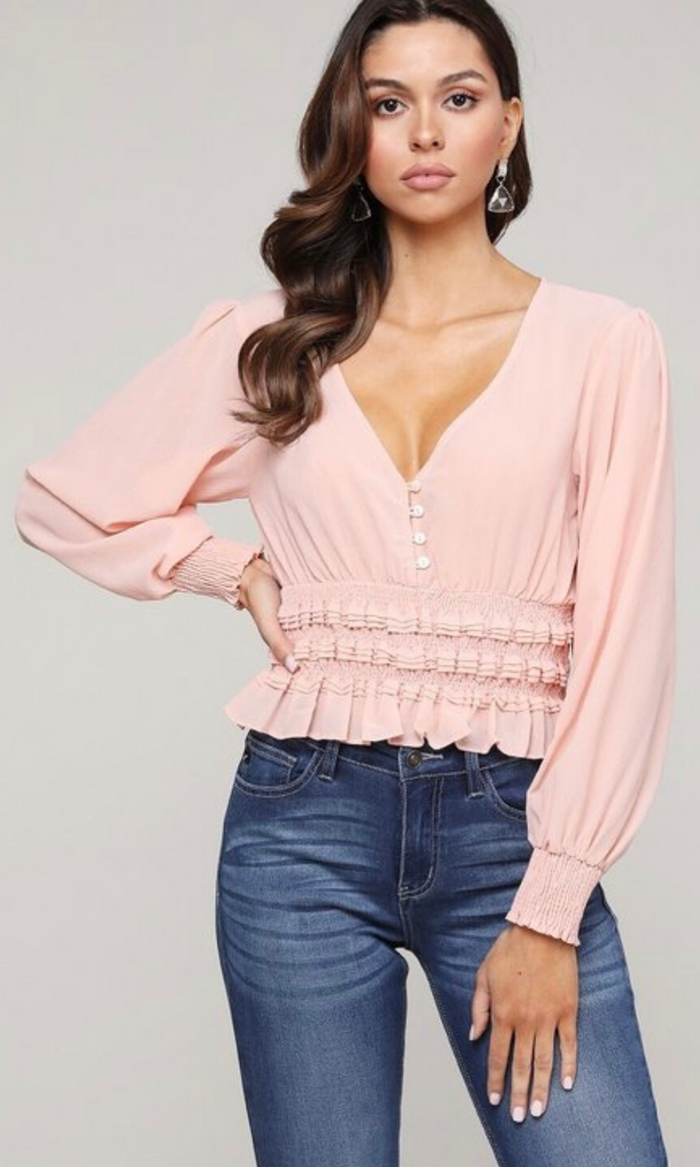 Pretty Shade Of Pink Long sleeve Blouse
