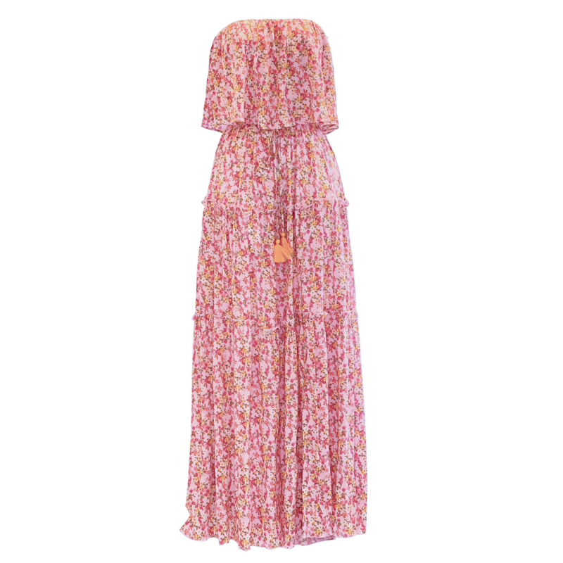 ELLY FLORAL STRAPLESS MAXI DRESS